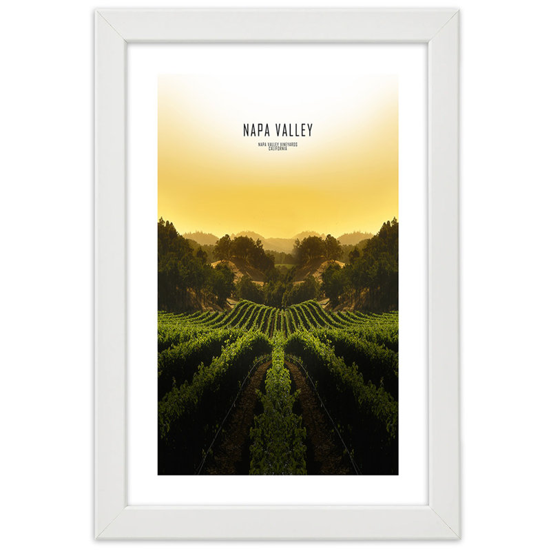 Napa Valley Landscape - Single Picture Frame Print, White, 100cm H x 70cm W