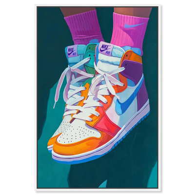 Colorful Sneaker Jump Canvas Sneakerhead Posters by Art Remedy