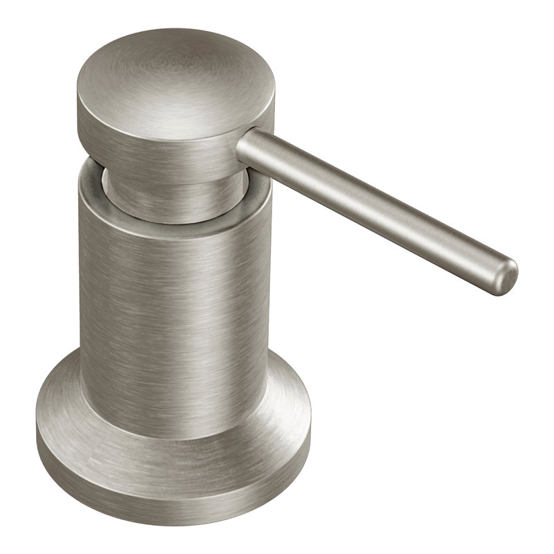 Moen Deck Mounted Kitchen Soap Dispenser with Refillable Bottle, Classic Stainless