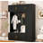 (Black) American Style 4-in-1 Hall Tree with Padded Bench 4 Hooks and Multi-Tier Storage Shelves-129051554