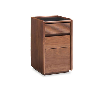 Black+Black Walnut Color Sintered Stone+Solid wood + 3 drawers Nightstand