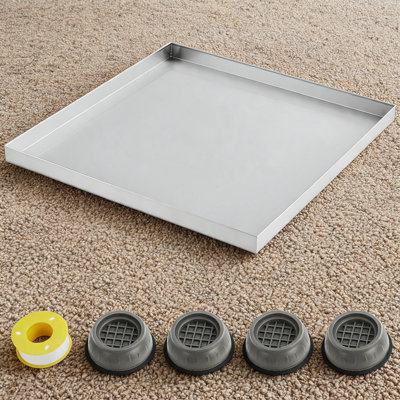 Heavy Duty 304 Stainless Steel Washing Machine Pan - 32x30x2 Inch - Rust Resistant, Easy to Clean Drip Tray for Laundry Room Floor Protection - No Drain Hole, Durable