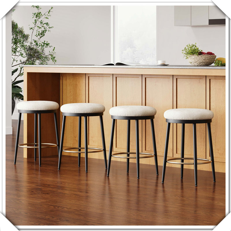 Ensemble de 4 tabourets de comptoir modernes, Blanc