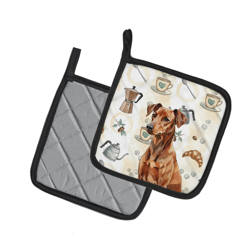 Paire de porte-cafetières rouge allemand Pinscher