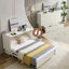 Lit escamotable avec rangement, matelas en mousse pliable et tiroirs surdimensionnés-1622890370