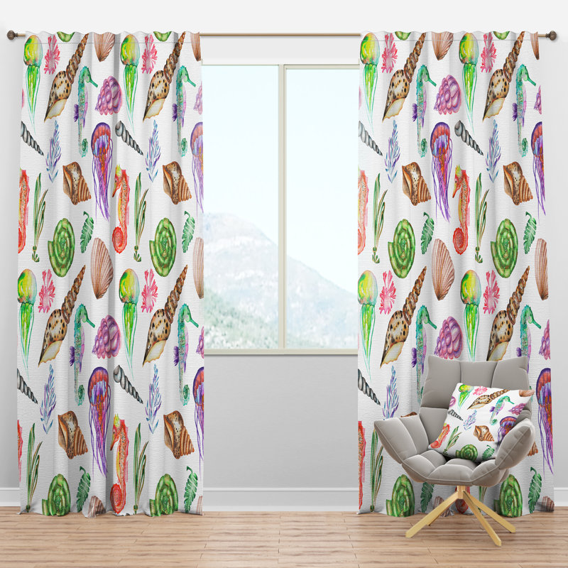 Panneau de rideau simple semi-diaphane avec passe-tringle Seahorse, l 52 po x L 120 po