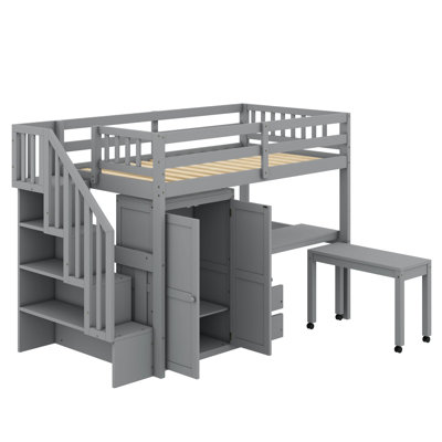 Loft Bed Combining Stairs Bookshelf Drawers Desk And Wardrobe by Harriet Bee