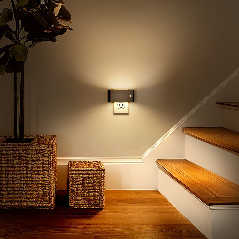 Lampe de nuit à détecteur de mouvement 3000K à brancher dans le mur, veilleuses à intensité variable, Noir