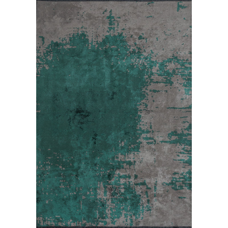 Rapture Green/Gray Abstract Luxury Area Rug, Rectangle 7'10" x 11'2"
