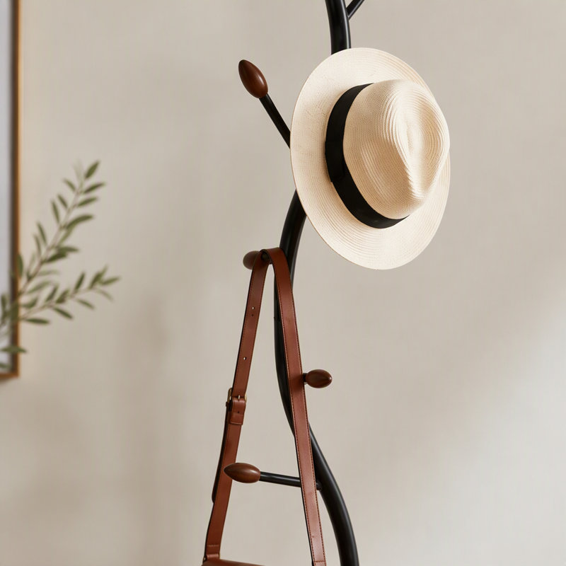 Portemanteau en métal et sur pied, Noir