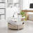 Round Coffee Table With Storage - Modern Center Table With Fabric Basket And Metal Frame, For Living Room, Matte White And Camel Brown-579203784