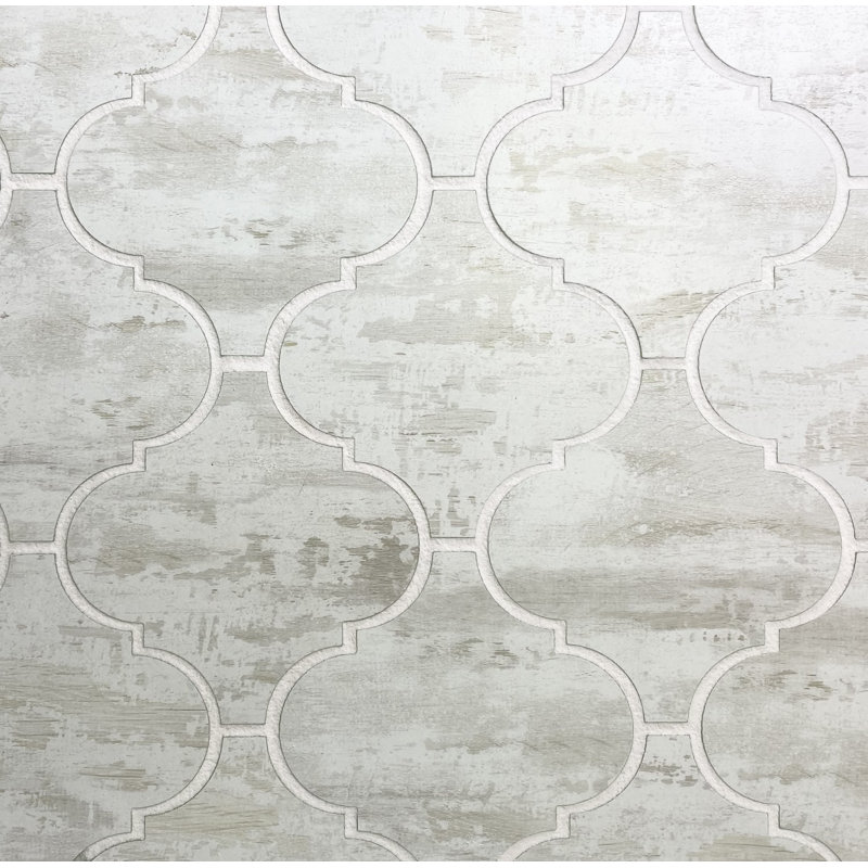Nature 5.625 in. x 5.625 in. Glass Big Lantern Arabesque Mosaic Decorative Kitchen & Bathroom Wall Tile, Gray/White
