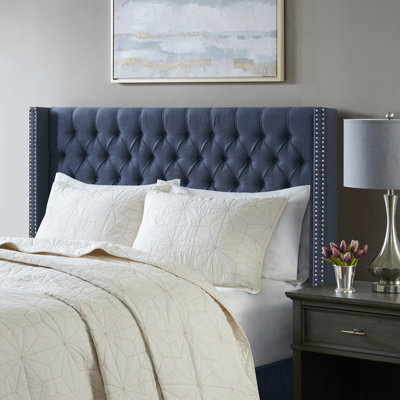 Tickhill Upholstered Wingback Headboard - Button Tufting & Nailhead Trim