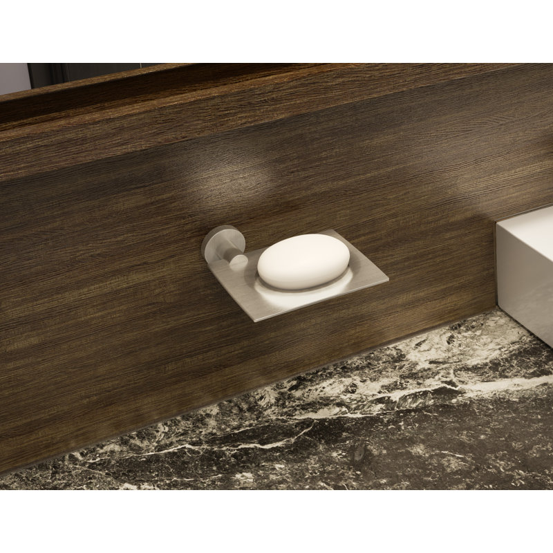 Dia Wall Mounted Soap Dish with Drainage Ports, Satin Nickel