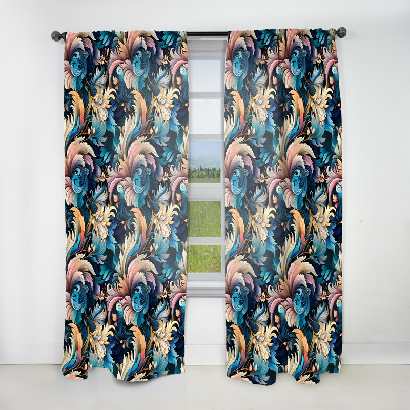 Deco Paisley Elegance I - Floral Curtain - Room Darkening Floral Curtain - 1 Panels, 52" W x 84" L