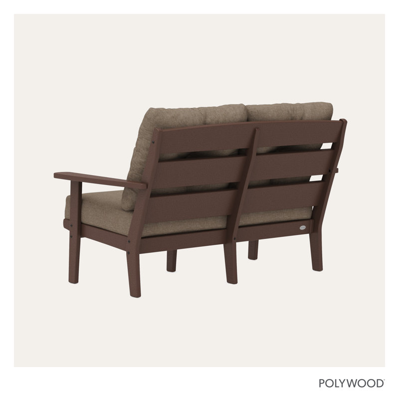 Lakeside Deep Seating Loveseat, Mahogany Frame/Spiced Burlap Cushion