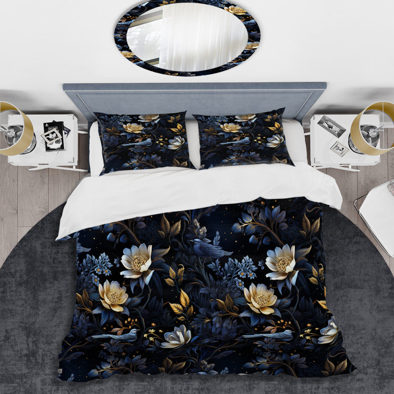 Ensemble de housse de couette Enigmatic Nights Moody, Housse de couette pour grand lit et 2 taies décor