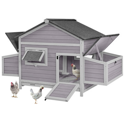 Chicken Coop Outdoor Expandable Hen House Poultry Cage With Two Nesting Box,leakproof Pull-on Tray