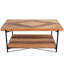 CONSDAN Solid Fir Wood Coffee Table, 2-Tier Industrial Farmhouse Table, 44" Rectangular Table