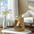 MGO Standard Hollow Side Table, Round Top End Table, Wood-Like Texture Accent Table, Natural Color