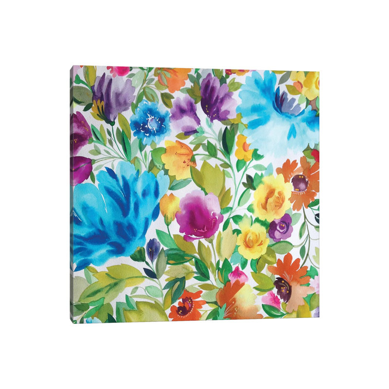 Turquoise Zinnias by Kim Parker - Wrapped Canvas Print, 45.72 cm H x 45.72 cm W