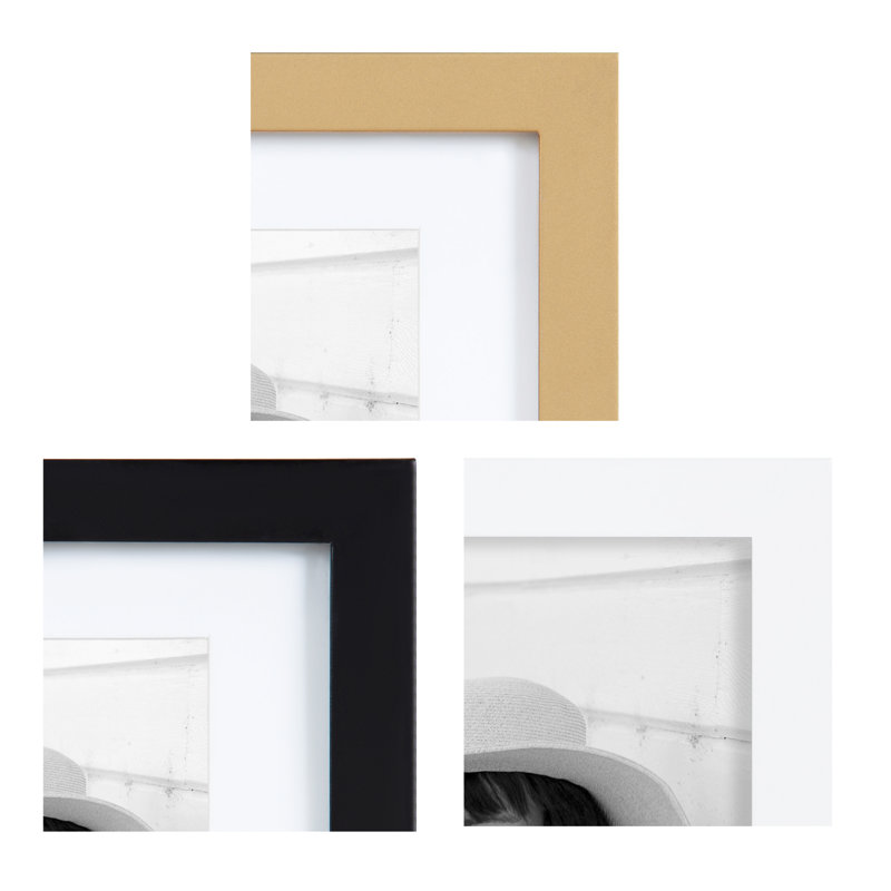 Beveled Picture Frame - Set of 10 with Mat, Brown/Black/Gray