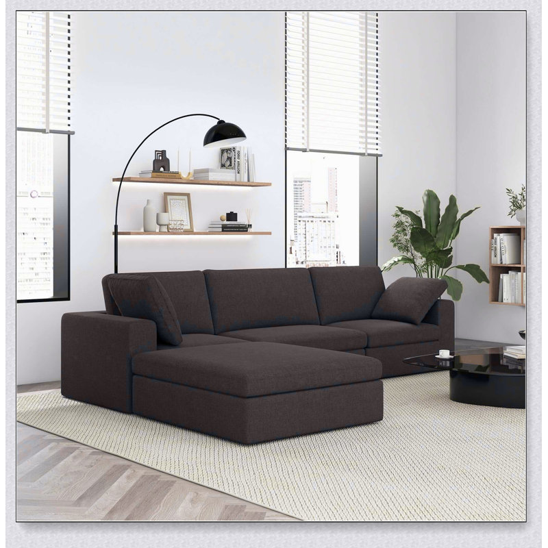 Modular Corner Sectional Modern Fabric Sofa Dark Gray