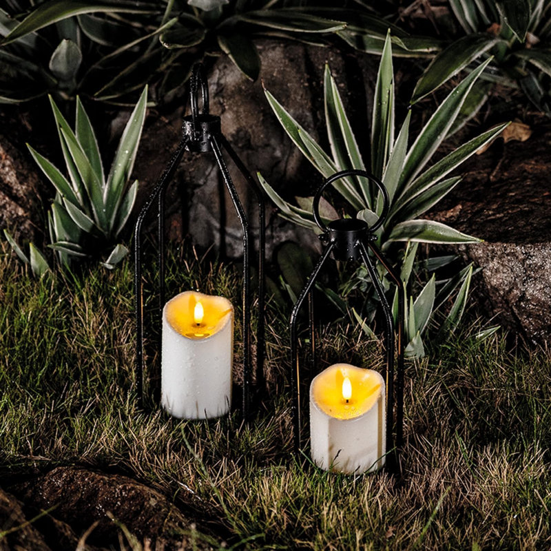 3" x 4" 5" 6" Outdoor Waterproof Flameless Candles, LED Candles, Battery Operated Candles with Remote and Timers, Electric Fake Pillar Candles for Home Decor, Dark Ivory, Set of 3