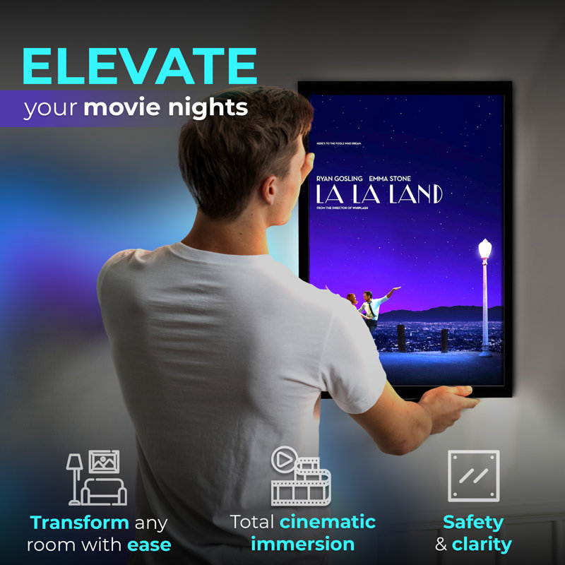 Nexaframe LED Backlit Movie Poster Frame - Snap - Black, 16" W x 24" H