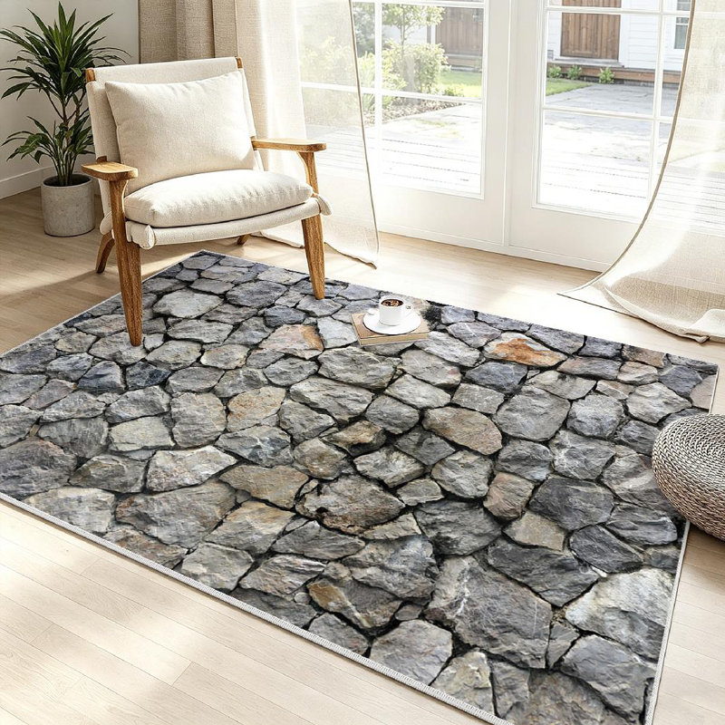 Clear Rock Wall Seamless Stone Brick Abstract Architecture Grunge Structure Machine Washable Indoor Area Rug