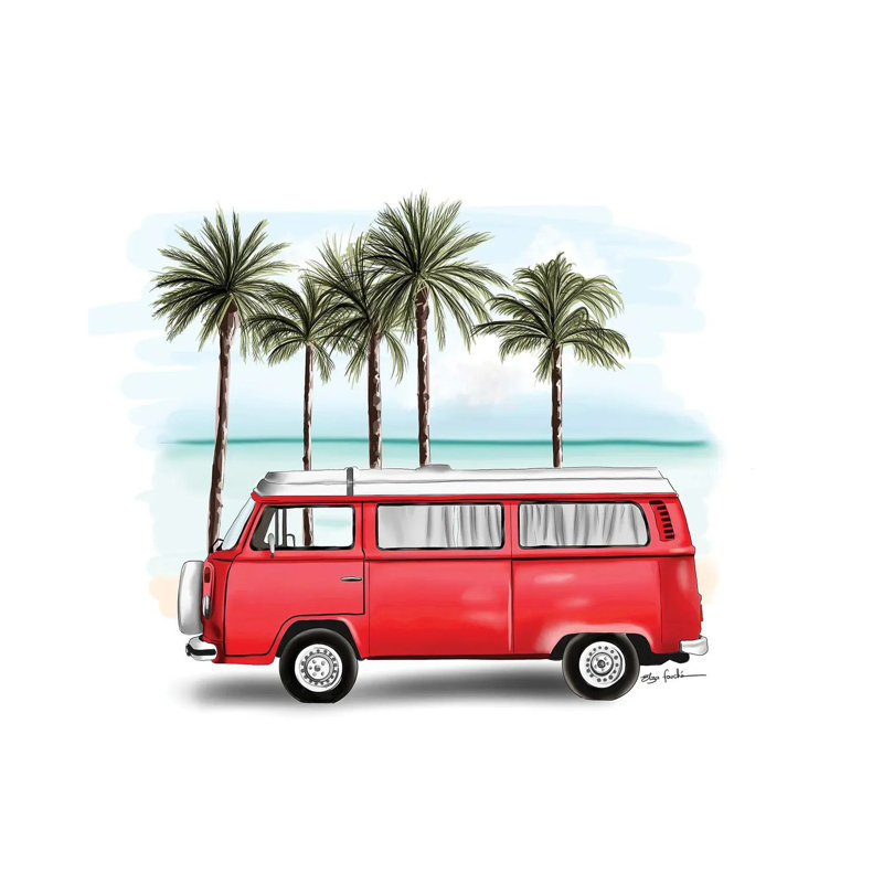 Red Kombi by Elza Fouche - Wrapped Canvas Painting, 93.98 cm H x 93.98 cm W x 1.91 cm D