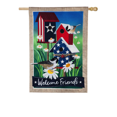 Double Sided 44 in. H x 28 in. W Burlap Independence Day Garden flag