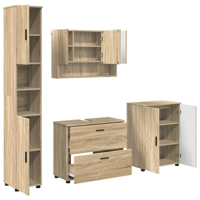 Bathroom Storage Furniture Set, Sonoma Oak