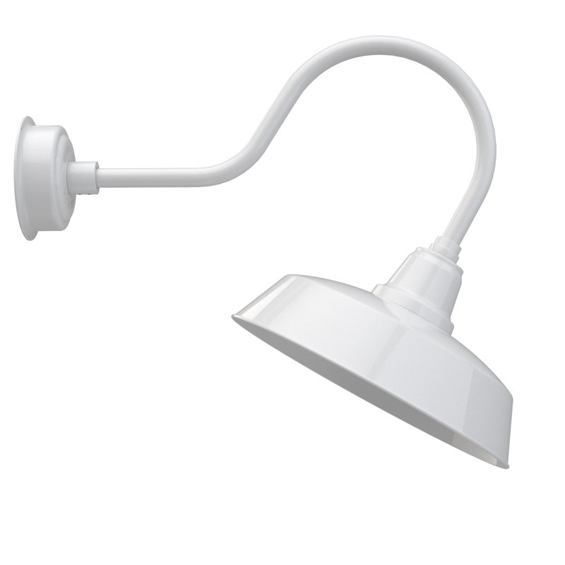 Luminaire de grange d’extérieur à del Vandervliet, H 8 po x l 16 po x P 12 po, blanc