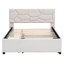Lit plateforme tapissier moderne avec tête de lit en brique et gigogne simple en tissu de lin beige texturé uni