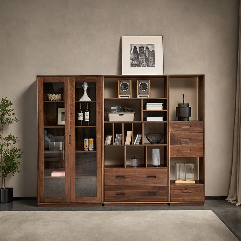 Bibliothèque en bois massif de luxe clair