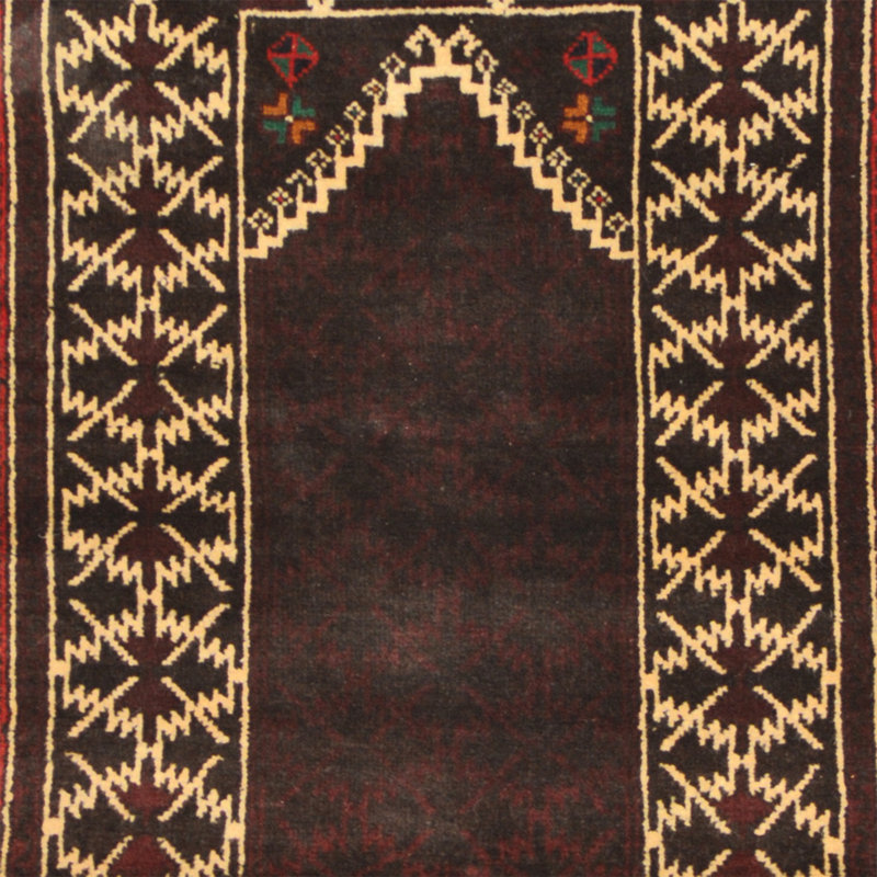 Tapis de zone en laine 2 pi 8 po x 4 pi 3 po one-of-kind-noué la balouchi brown Baziliu