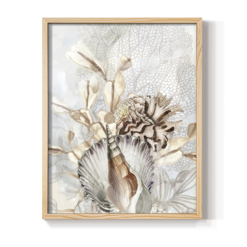 «Ocean Whisper I», reproduction encadrée - bois massif, Naturel, H 15 po x l 12 po