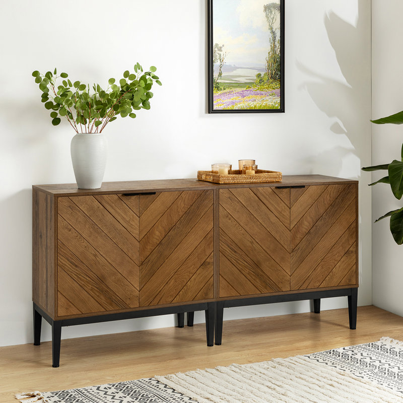 Armoire d'appoint moderne à 2 portes avec tablettes réglables Pecoraro, Noyer