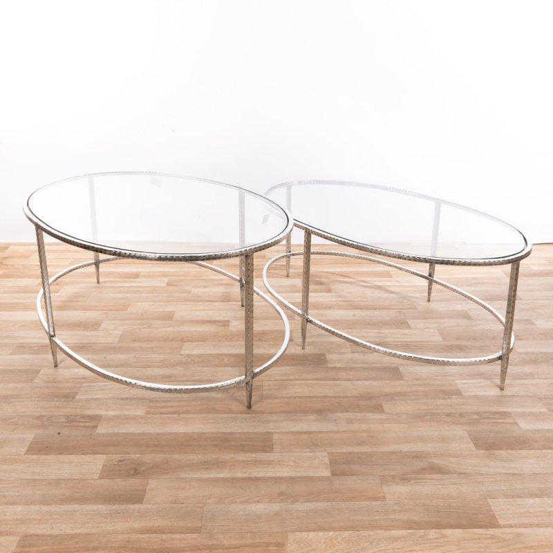 Harva 2 Piece Nest of Tables, Silver