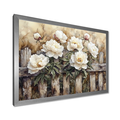 Drees, campagne, pivoines par la vieille clôture I - pivoines, art mural pour le salon