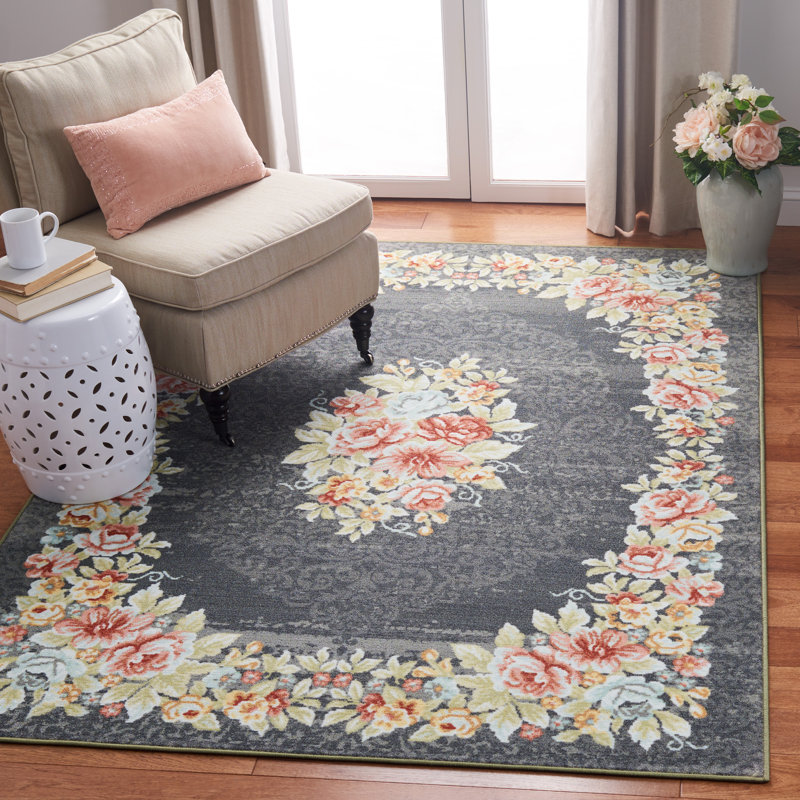 Marietta Oriental Grey/Pink Area Rug, Rectangle 7'9" x 10'