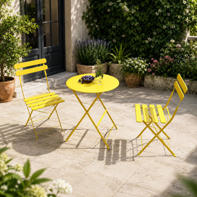 2-Person Folding Patio Bistro Set with Table and 2 Chairs
