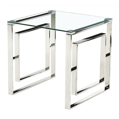 Glass Top Frame Square Side Table