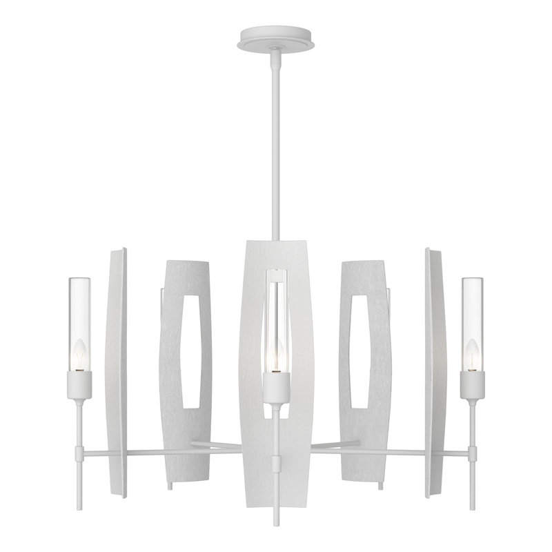 Passage 5 - Light Wagon Wheel Chandelier, White, Clear Glass