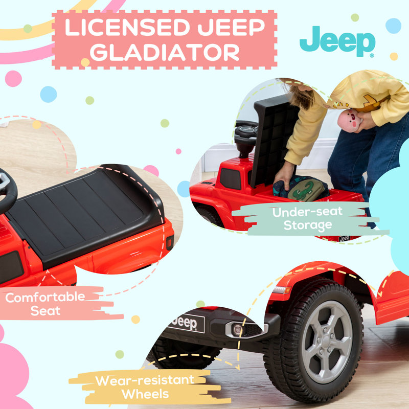 Red Toddler Ride-On Jeep with Engine Sounds