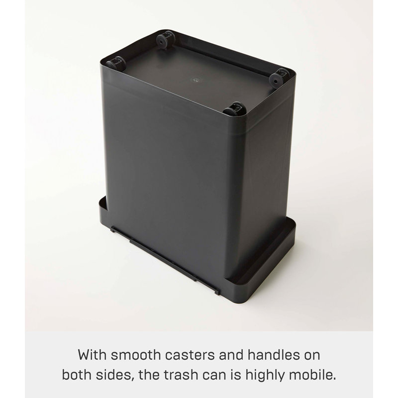 Black Plastic Airtight Rolling Kitchen Trash Can