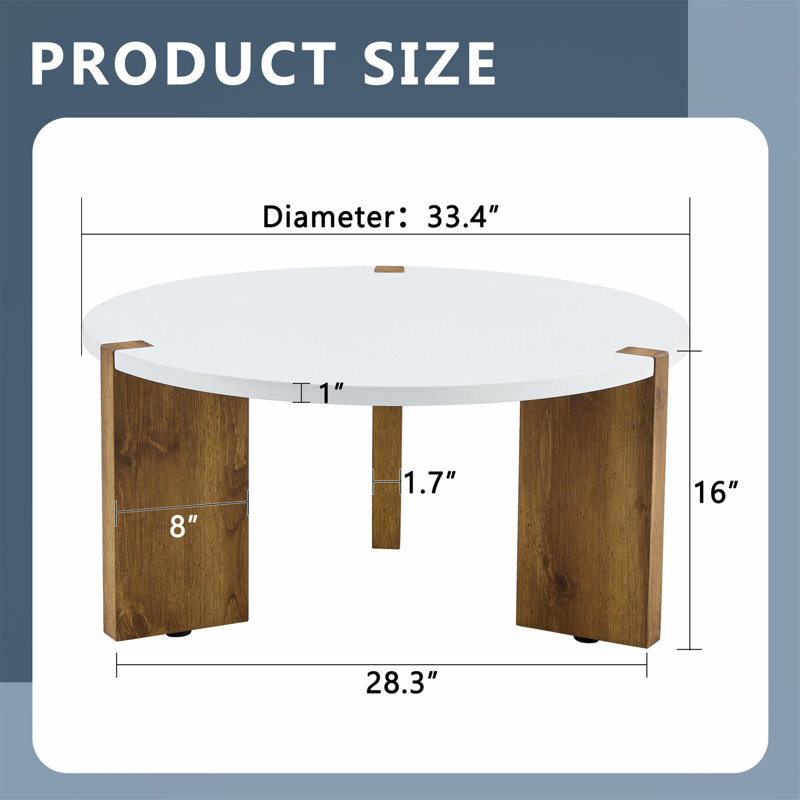 Minimalist Circular MDF Material Coffee Table with Unique Embedded Design and Three - Leg Support for Stable and Practical Home Use