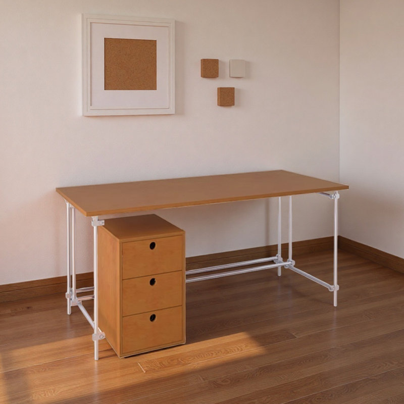 Bureau d'ordinateur à trois tiroirs Durable, Brun, H 29,52 po x l 70,86 po x P 33,46 po
