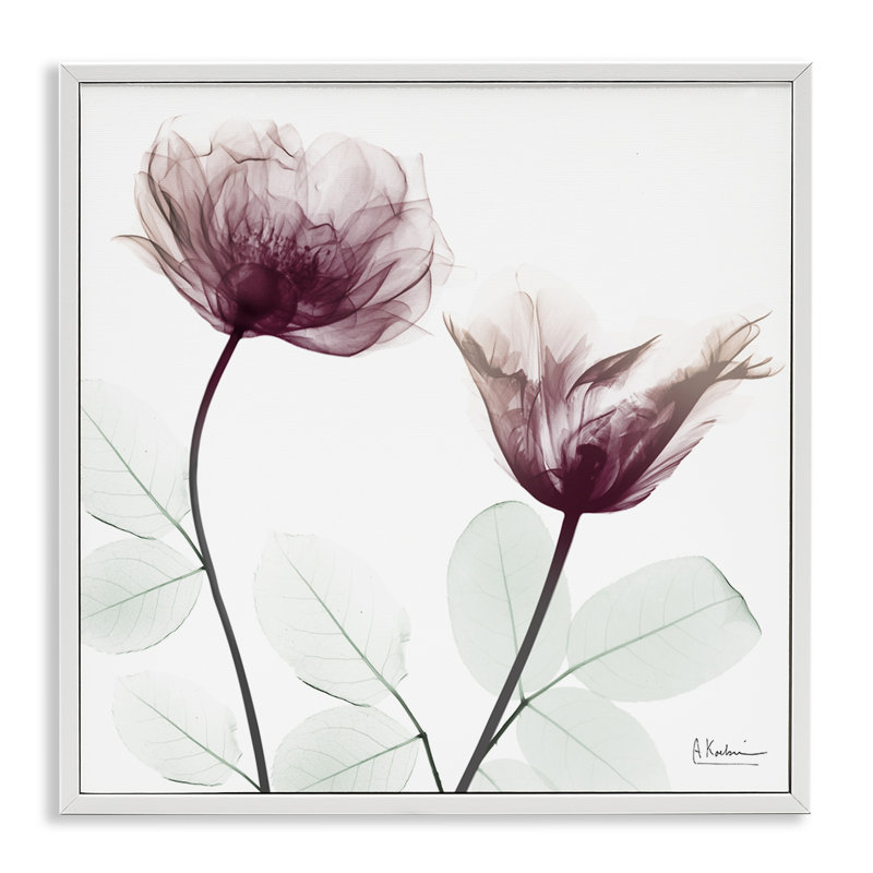 Giclée encadrée de fleurs translucides minimalistes, design par Albert Koetsier, H 17 po x l 17 po